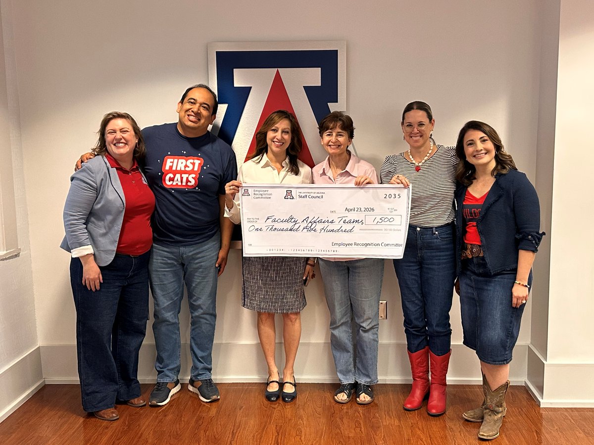uazfaculty's tweet photo. The Faculty Affairs Team just found out we won the Team Award for Excellence from University Staff Council! We are so honored.  Thanks to all our colleagues and teammates across campus. https://t.co/plHtwv3BIG