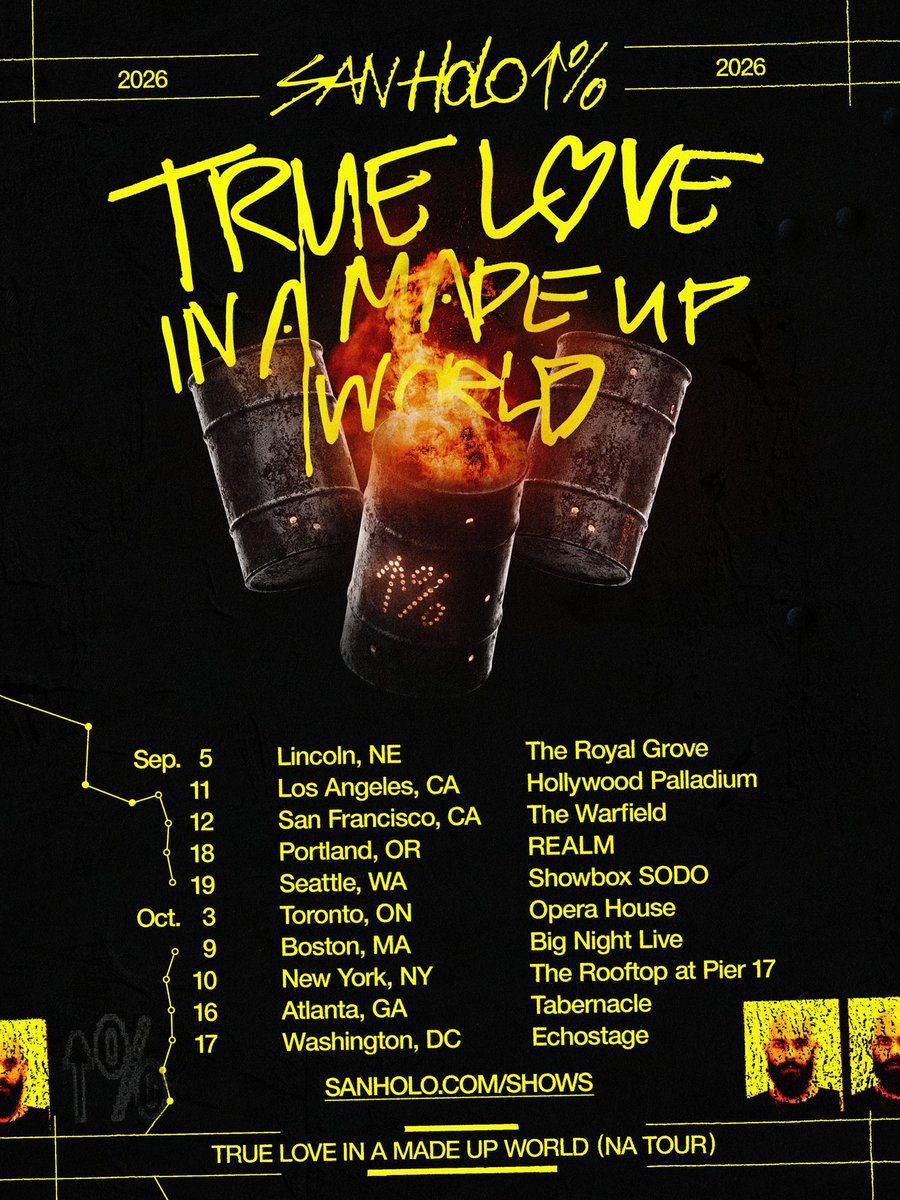 TRUE LOVE IN A MADE UP WORLD… 

tour! tour! tour!

bringing my new album tour to you this fall! lmk where i’ll be seeing you! 🤔👀 repost if you wanna go to this!

presale starts this thursday at 10am local → sign up here for the presale code! 

laylo.com/sanholo/m/tlia…