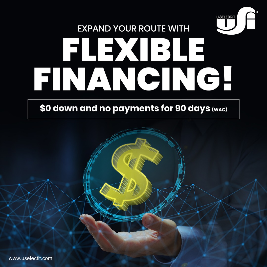 uselectit's tweet photo. Ready to grow your vending business?

Our $0 down, no‑payments‑for‑90‑days financing (WAC) makes expansion easier (and more affordable) than ever!

Apply today! ➡️ https://t.co/NTMp9jzP5a

#VendingFinance #VendingEquipment #USelectIt https://t.co/L3SbdosCZT
