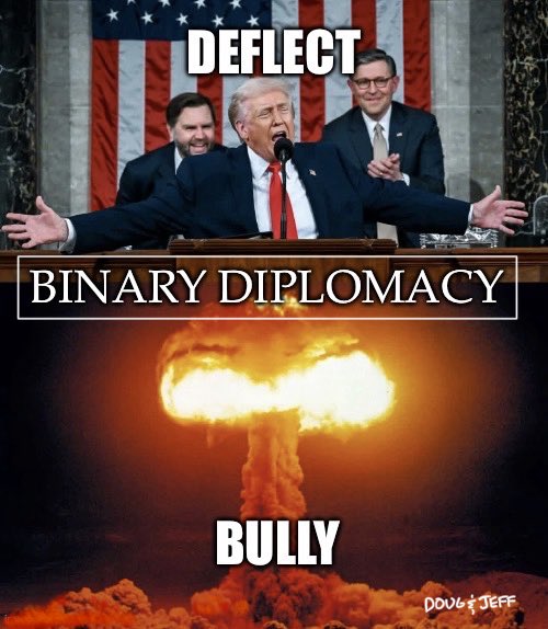berrystudio1's tweet photo. Commander Bone Spurs has two options for diplomacy. #IranWar #trumpmemes #politicalmeme https://t.co/sgWYAOkE2S