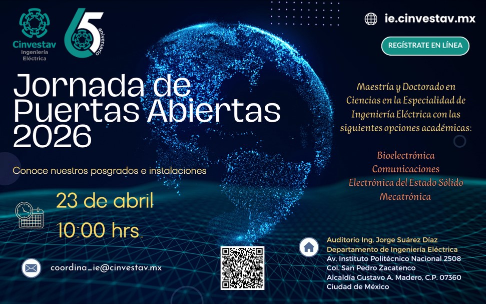 cinvestav's tweet photo. ¿Te interesa saber qué se hace en el Departamento de Ingeniería Eléctrica?
Asiste a nuestra Jornada de Puertas Abiertas para que conozcas más de su quehacer

🗓️ 23 de abril
🔗 https://t.co/ZEhSRnsVa0 https://t.co/QKlODaDjUg