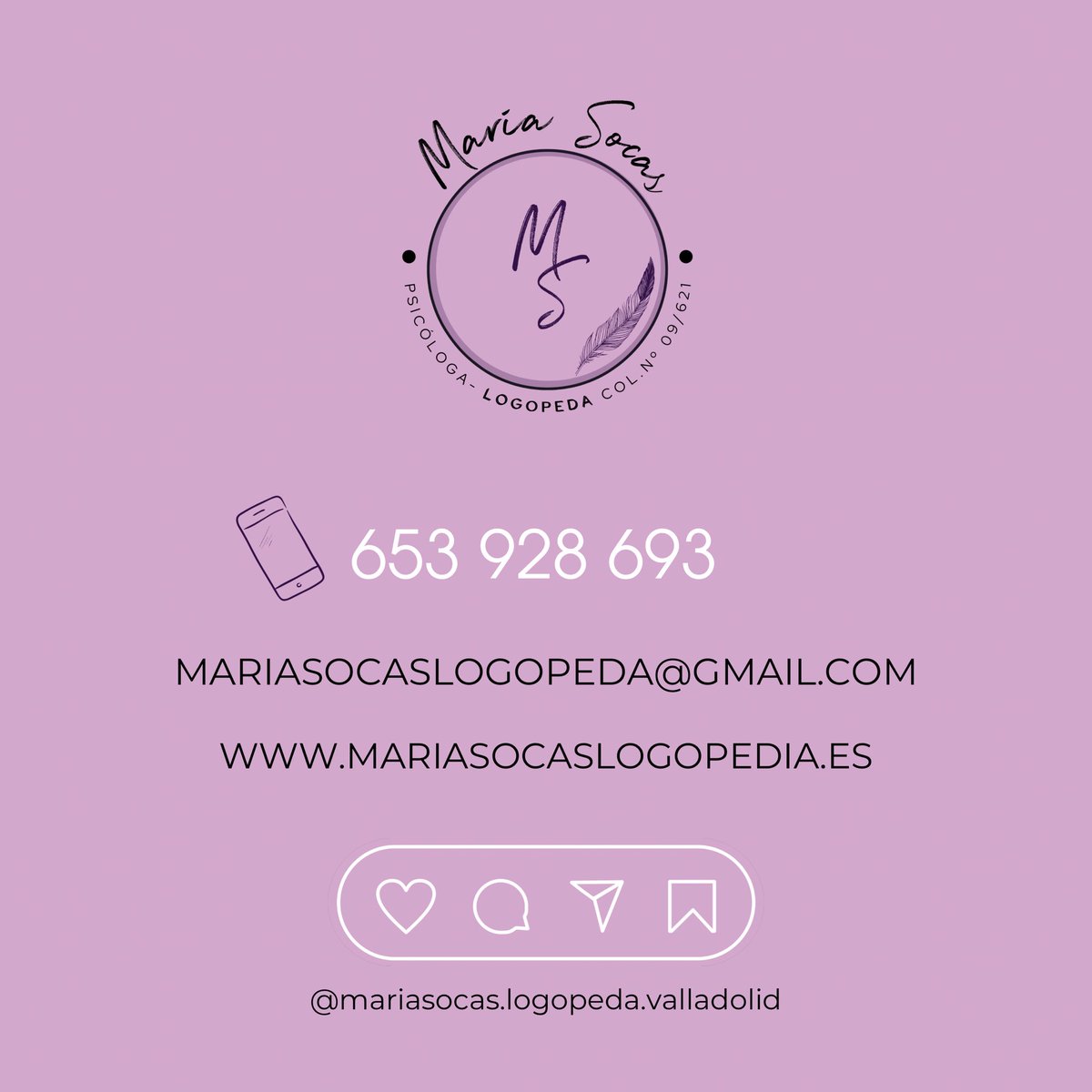 MSocasLogopedia's tweet photo. 📞 653 928 693
📨mariasocaslogopeda@gmail.com
👩🏽‍💻https://t.co/q6kTV6qCOA
.
.
#Logopedia #Logopeda #LogopedaValladolid #Valladolid https://t.co/LafVrQQ0dU