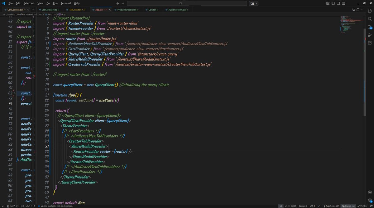 naijadebugger's tweet image. Day 79/100 🚀#100DaysOfCodeAndDesigns with @SarcasticGeek4u 

continued refactoring my project. this time around, moved cart logic fully from Context to #Zustand

no more CartProvider, just a global store handling state

gradually replacing the remaining Providers