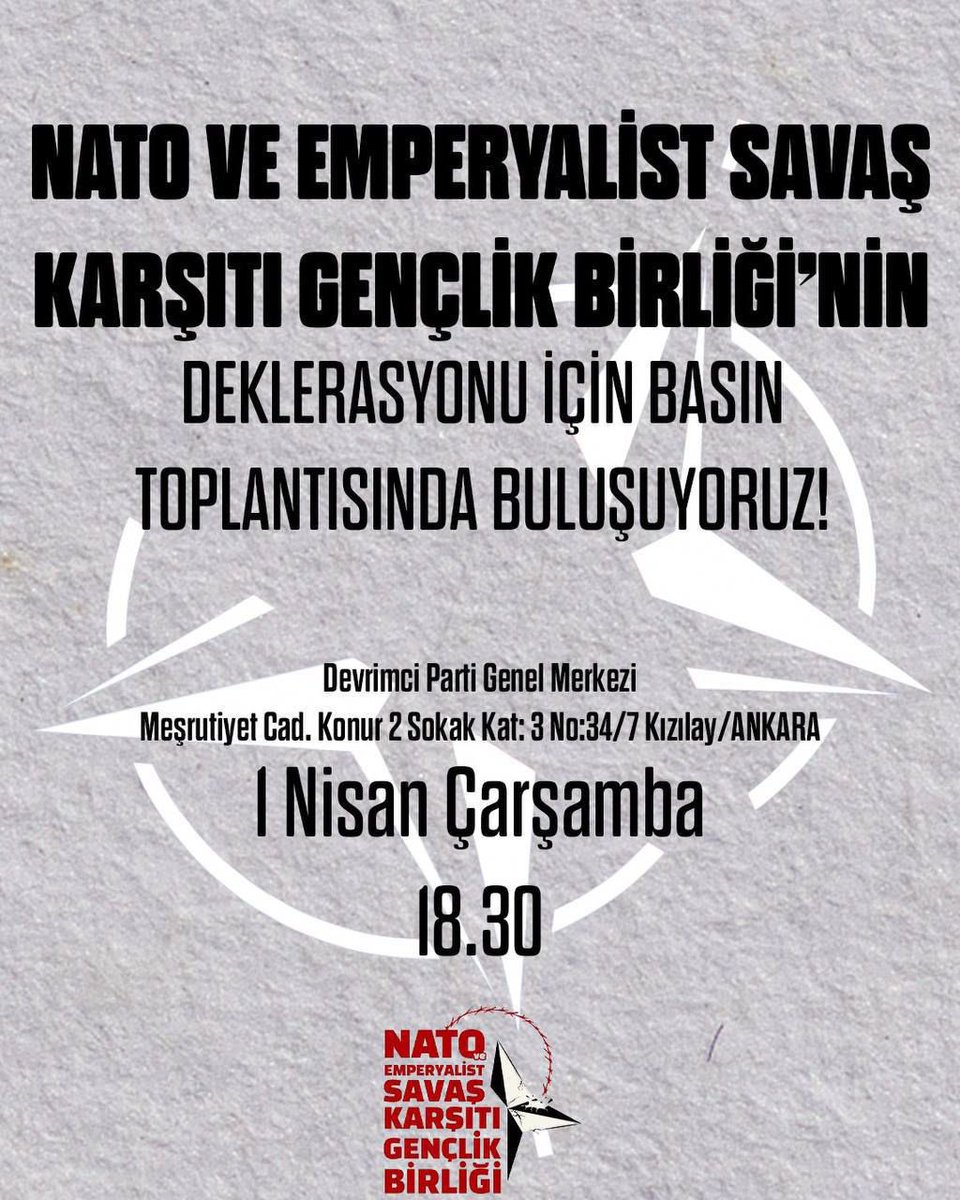 Nato ve Emperyalist Savaş Karşıtı Gençlik Birliği tweet media