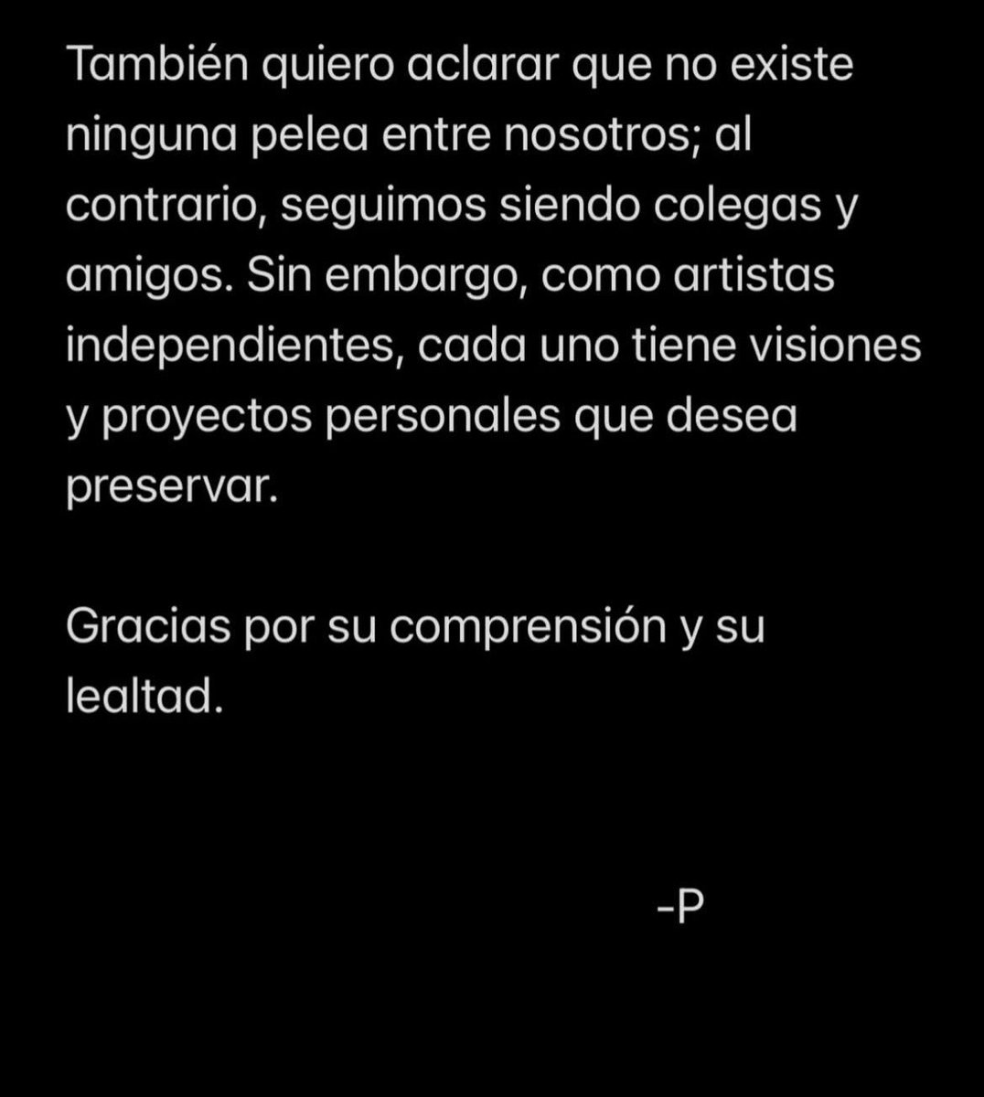 TeamCrnsOficial's tweet photo. IMPORTANTE👇🏻

Hay cosas que cambian, pero lo que nos unió desde el inicio sigue ahí: el arte! 

La música, el proceso y todo lo que hemos compartido merece ser cuidado.

Sigamos apoyando desde el respeto y cariño como hasta ahora 🖤💫

🔗https://t.co/3f12MRFu6J

#PabloCarns https://t.co/3h7zkwgaFs