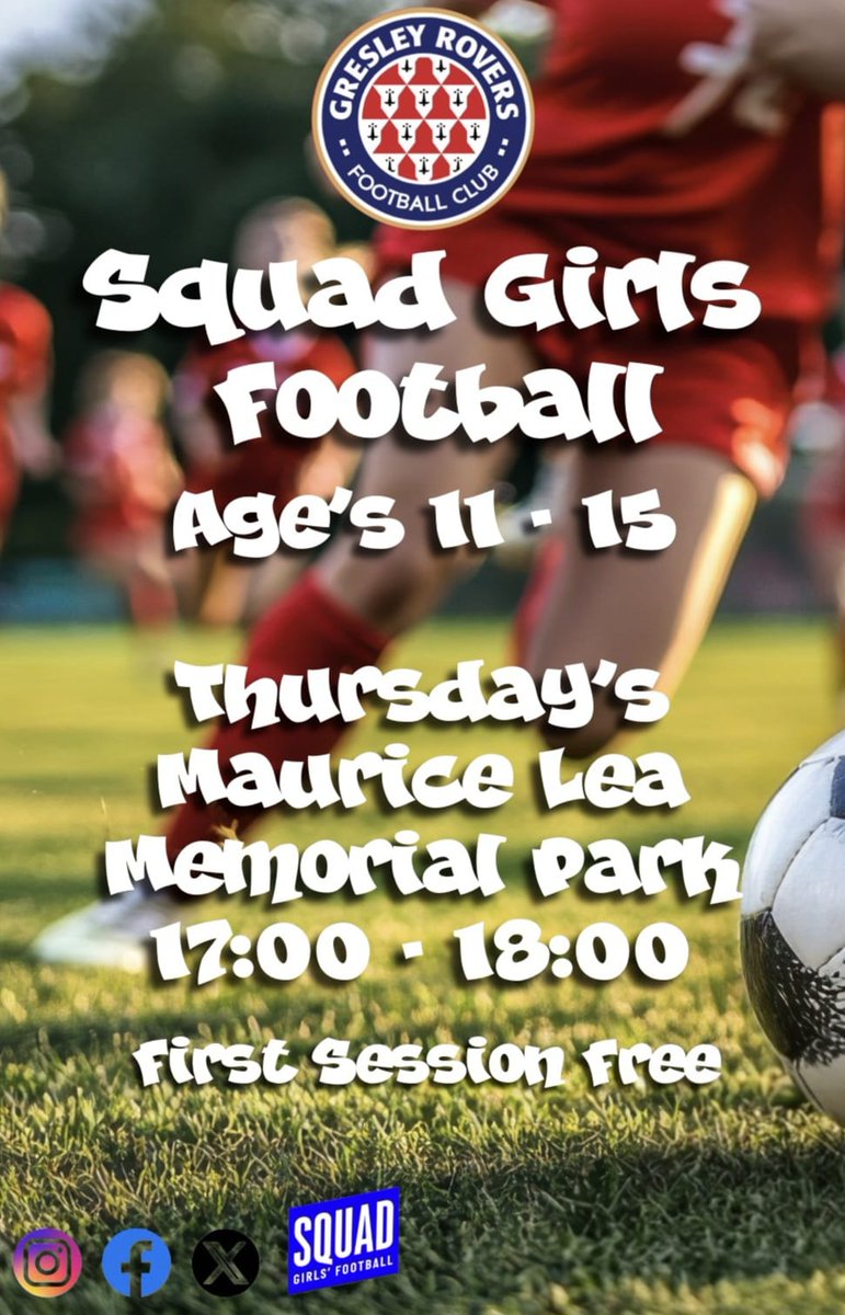 Gresleygirls_FC's tweet photo. Our popular Squad Girls session moves outdoors on 16th April
If you have a daughter who's 11 or above who wants to learn new skills or maybe come along as an additional session then why not give it a try
Ran by Anna and Nick who provide a fun &amp; relaxed no pressure environment⚽ https://t.co/McZljUtMXT