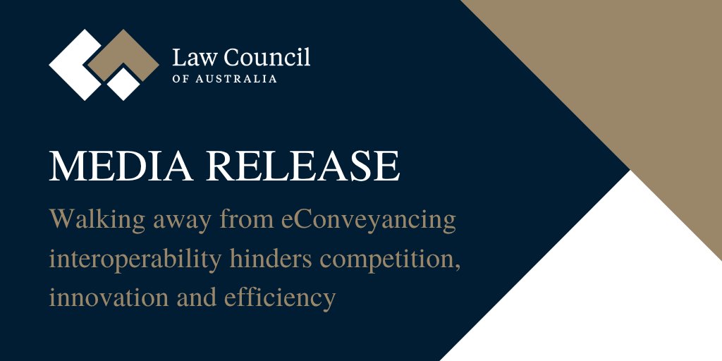thelawcouncil's tweet photo. The Law Council is disappointed that State and Territory governments have stepped back from progressing #eConveyancing interoperability, despite the clear benefits greater competition and connection would deliver to consumers. Read the full media release 👉https://t.co/OalODQWoJk https://t.co/FpYc0oc4S9