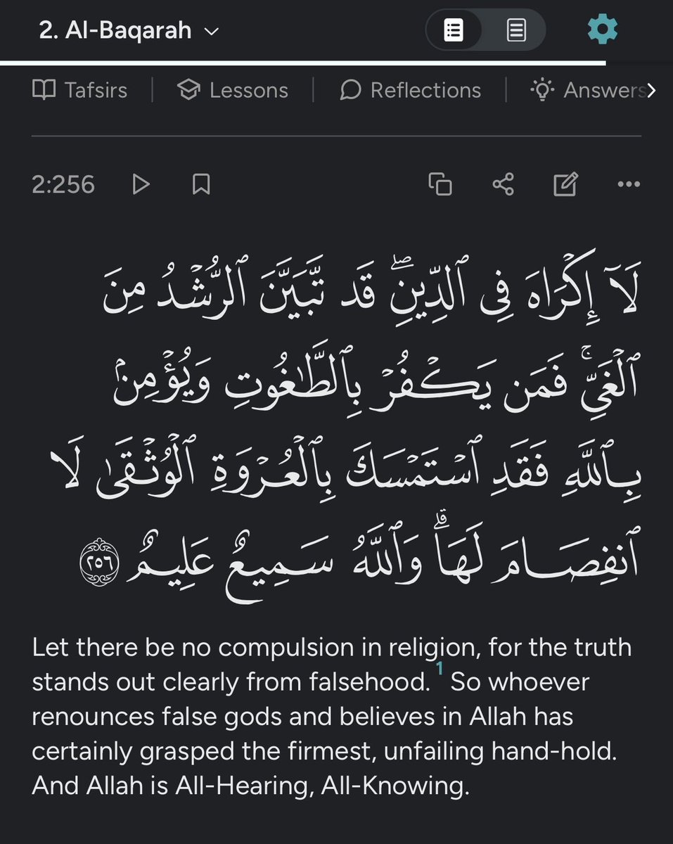 BeridXS's tweet photo. @ajmdmt16602 @_DARKL0 @MonstWiz Are you saying that Muslims are unaware of this verse? Muslims do not—and cannot—force anyone to convert. The Quran is proof of this. Anyone who does the opposite has departed from Islam. https://t.co/p9wiH6iDqc