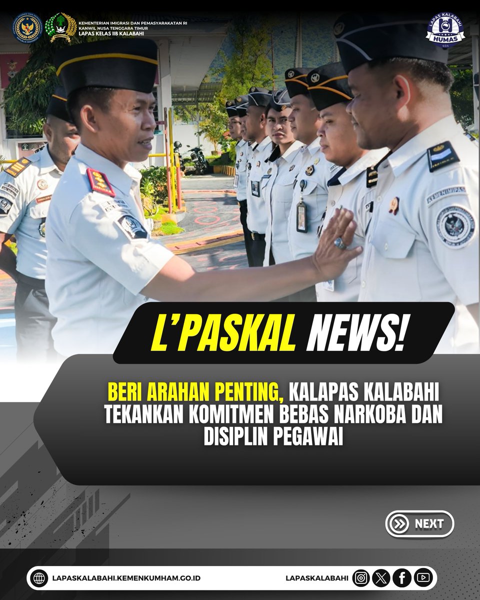 LapasKalabahi's tweet image. Beri Arahan Penting, Kalapas Kalabahi Tekankan Komitmen Bebas Narkoba dan Disiplin Pegawai

Selengkapnya:
lapaskalabahi18.blogspot.com/2026/04/beri-a…

#LapasKalabahi
#Kemenimipas
#AlwaysTheBest
~ KanwilDitjenpasNTT