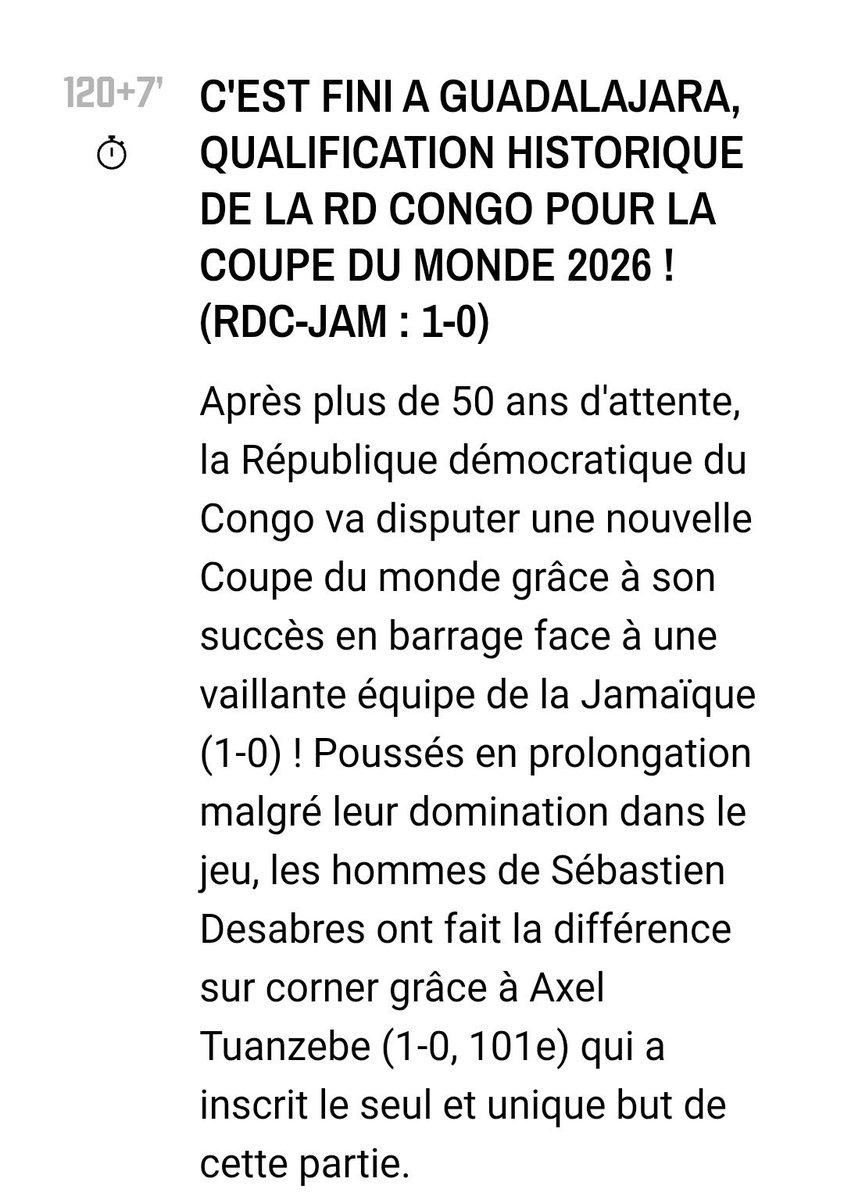 Le Peuple intègre du #Rwanda félicite le Peuple frère de la #RDC pour sa qualification à la coupe du monde 2026. Il s'agit d'une qualification méritée, dont nous partageons une joie fraternelle. Bravo aux #Léopards pour ce travail patriotique envers votre Nation et l'Afrique.
