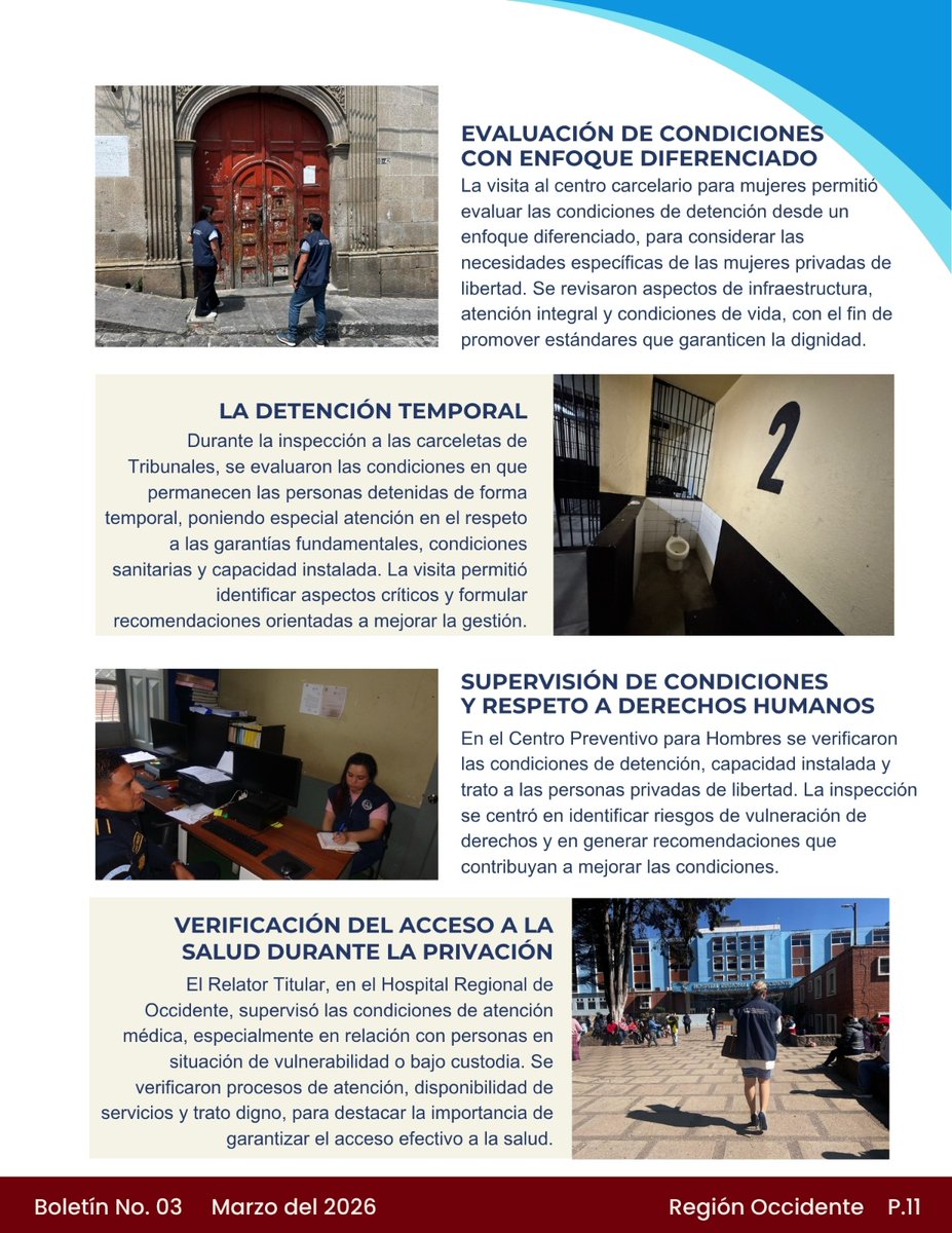 OPToccidente's tweet photo. 📌 Fortalecimos la dignidad humana
La Región Occidente del Mecanismo Nacional de Prevención de la Tortura, durante marzo de 2026, impulsó acciones en los Centro de Detención. Destacamos el cambio de presidencia como un proceso de continuidad institucional basado en la integridad. https://t.co/QbTDwtKLRh