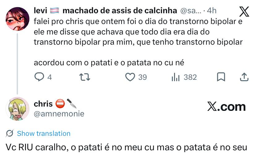 levi 🏳️‍⚧️ machado de assis de calcinha tweet media