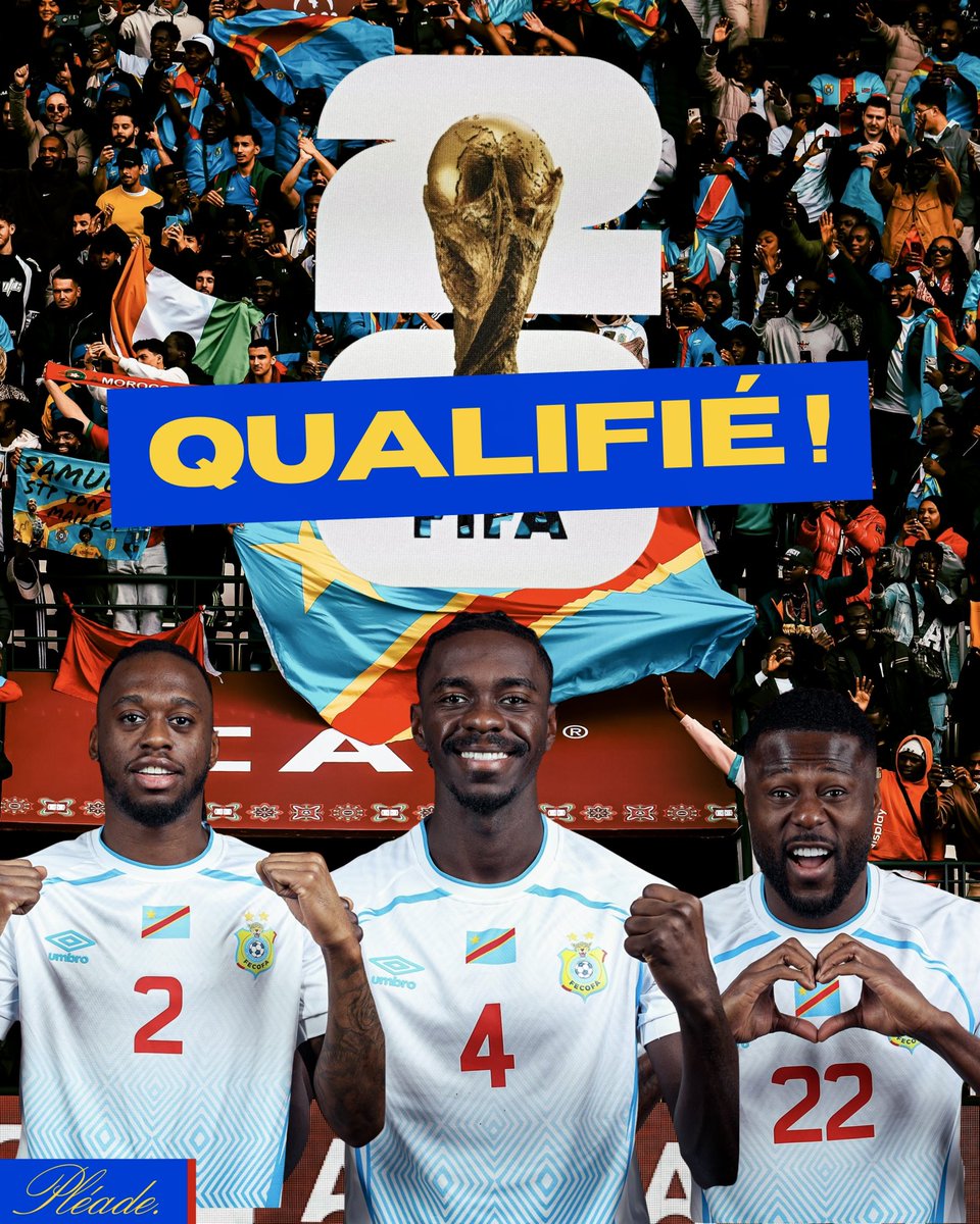 pleadeus's tweet photo. 🇨🇩🔥 Bravo aux Léopards !

Après 52 ans, la Équipe de la République démocratique du Congo de football retrouve la Coupe du monde de la FIFA. @fifaworldcup 

Fierté nationale. 🐆🇨🇩 #RDC #Léopards #WorldCup #congo https://t.co/uai2C9Owvo