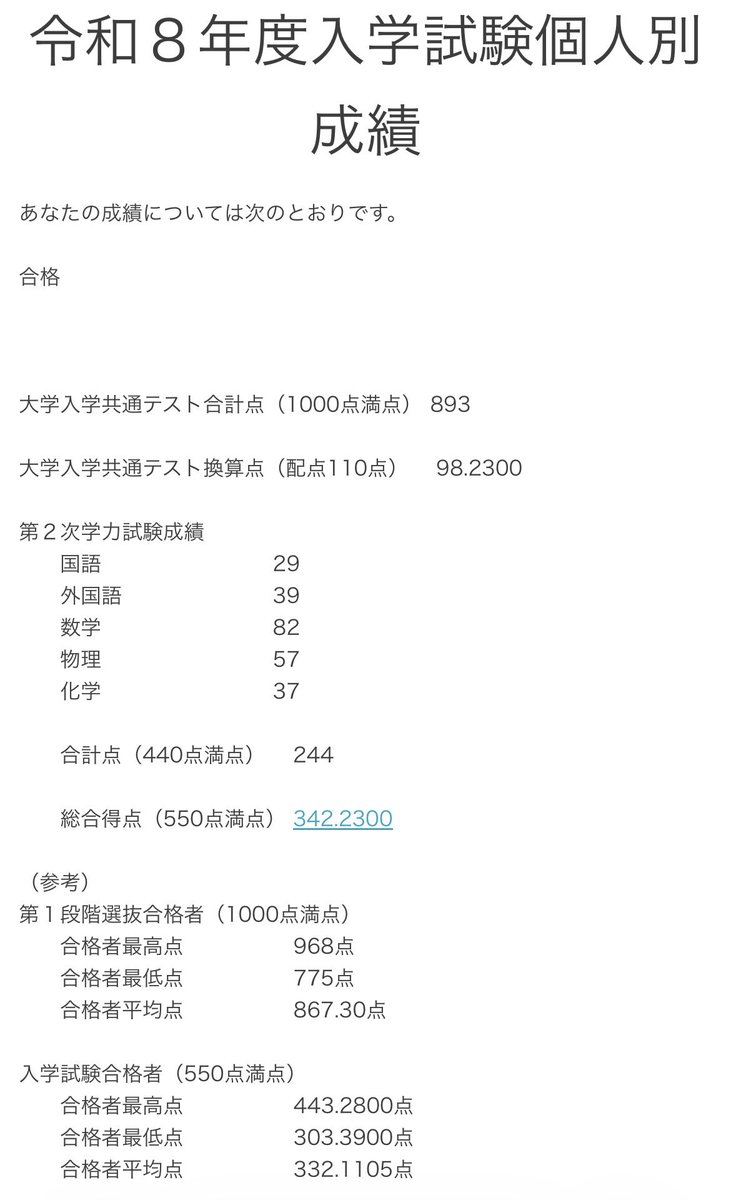 理三に敗北🥲
#東大開示祭り #東大開示祭り2026