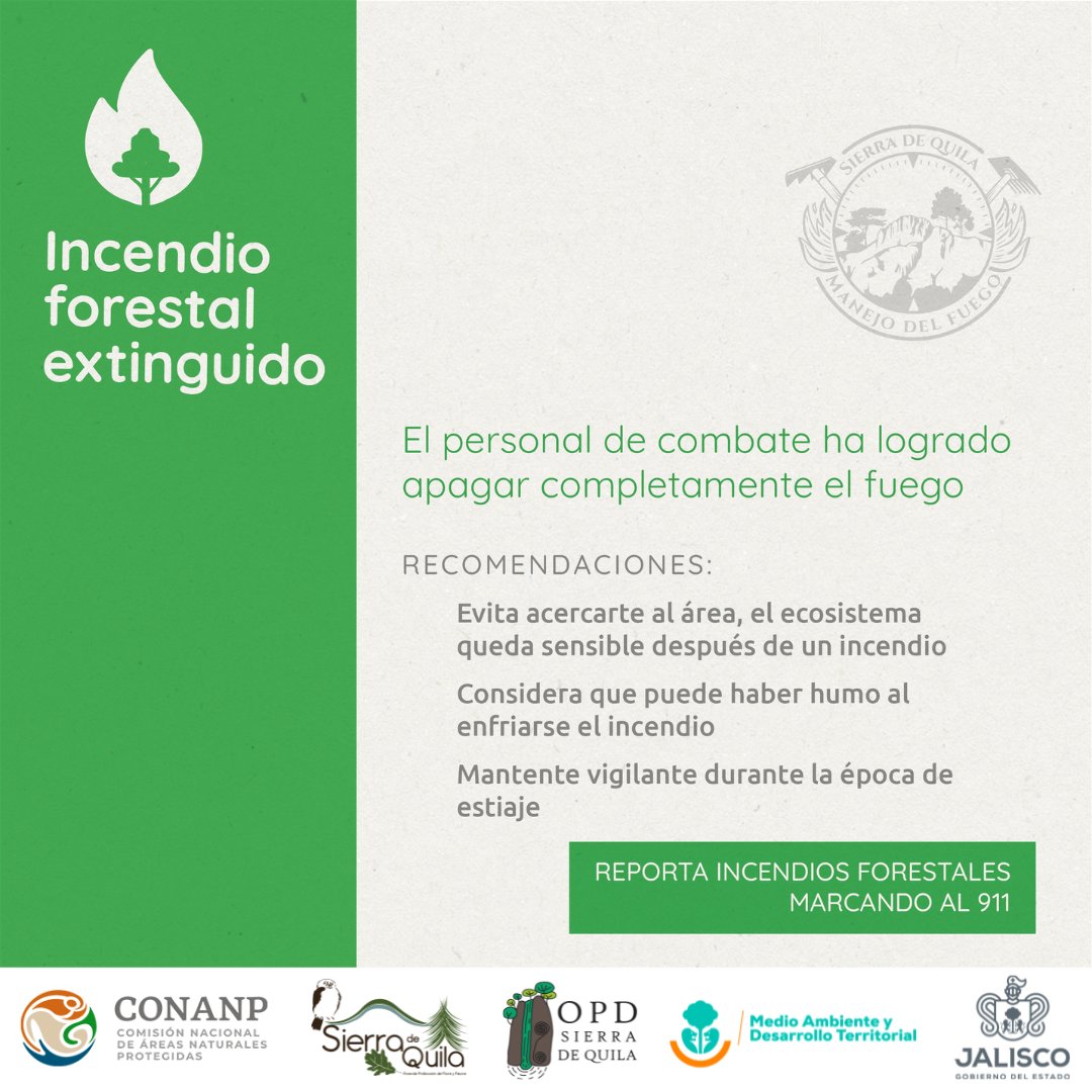 #actualización🔥

El incendio en el paraje del Paso de los Puercos ha sido extinguido.

#TodosSomosSierradeQuila