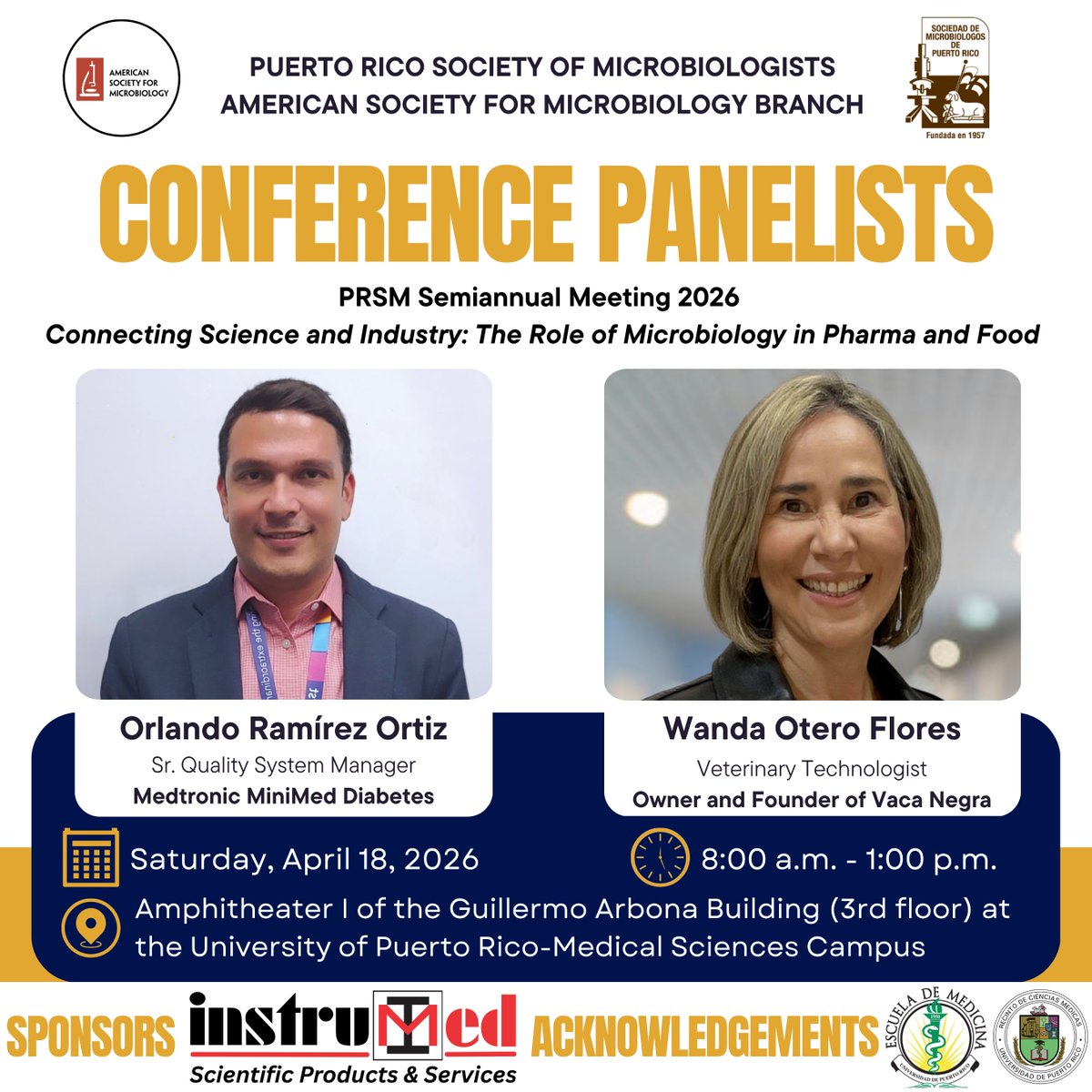 micropr_org's tweet photo. La SMPR te invita a su Convención Semianual 2026, “Connecting Science and Industry: The Role of Microbiology in Pharma and Food”.

🗓 Sábado, 18 de abril de 2026
⏰ 8:00 a.m. – 1:00 p.m.
📍 Anfiteatro I, Edificio Guillermo Arbona (3er piso), UPR-Recinto de Ciencias Médicas https://t.co/KEkMm0F4Ym