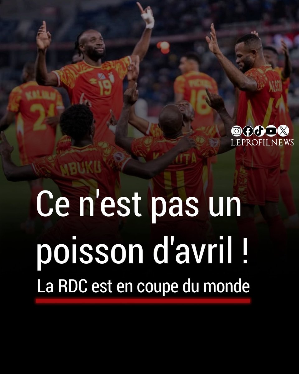 CE N'EST PAS UN POISSON D'AVRIL ! 
52 ans plutard, la RD Congo retrouve la coupe du monde avec Chancel Mbemba et Cédric Bakambu comme leaders de cette sélection 
#fifa #mondial #coupedumonde