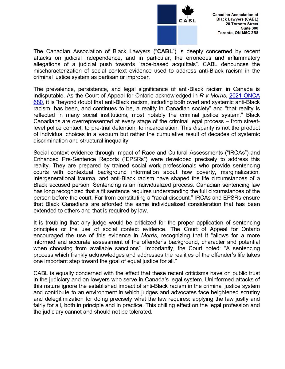 CABLNational's tweet photo. Please see CABL’s statement on the troubling pattern of personal attacks against the judiciary.

Released with @CMLAACAM , @SABAToronto &amp; @FACLOntario. We encourage members to read all statements.

#CABL #JudicialIndependence #RuleOfLaw #LegalAdvocacy https://t.co/YU4gOYOS2h