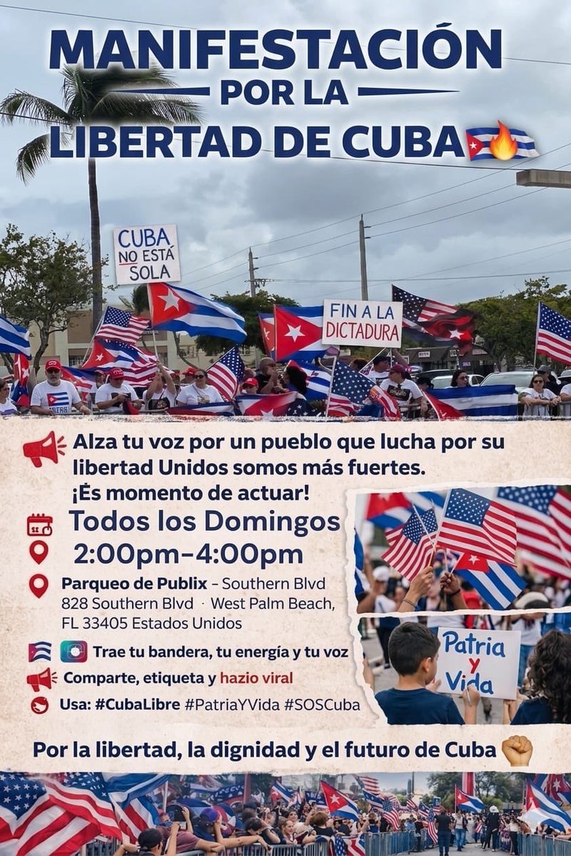 AlisAnticomu's tweet photo. 🇨🇺🇨🇺🇺🇸🇺🇸❤️❤️❤️❤️❤️
Como todos los Domingos estaremos en el Publix de la Southern Blvd y la Parker . Están todos invitados. Súmate , comparte y darle like 👍. https://t.co/GAqeNnM0xU