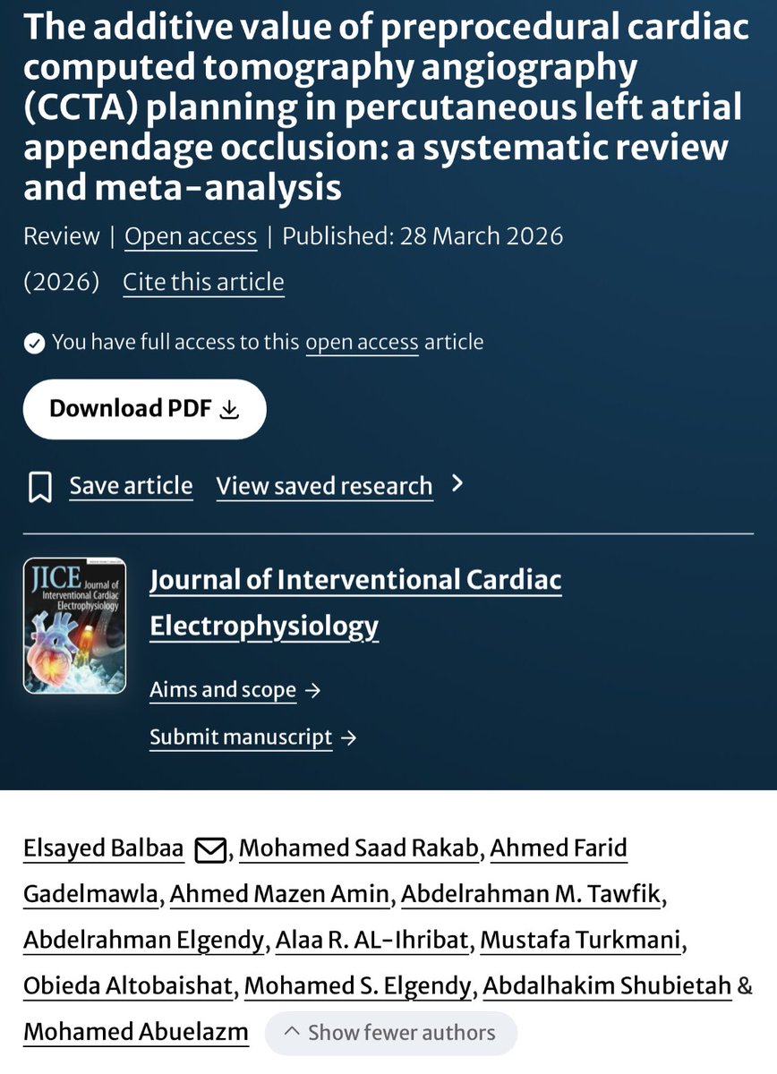 ASORUSA's tweet image. 🚨New Publication in @JICE_EP by @Elsayed_balba3

Adding CCTA to preoperative planning for LAAO as a complementary modality increases implantation success.

@Elsayed_balba3 @mohamadsaad_R @AhmedAminMD @M0Elgendy @hakeemshubietah @MT_abuelazm

📄link.springer.com/article/10.100…
