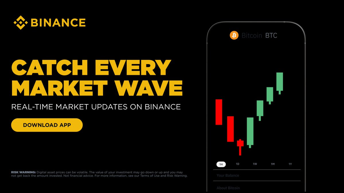 binance's tweet photo. Catch every market wave with real-time updates! Stay ahead of the trends and trade with confidence on Binance. Get started now!