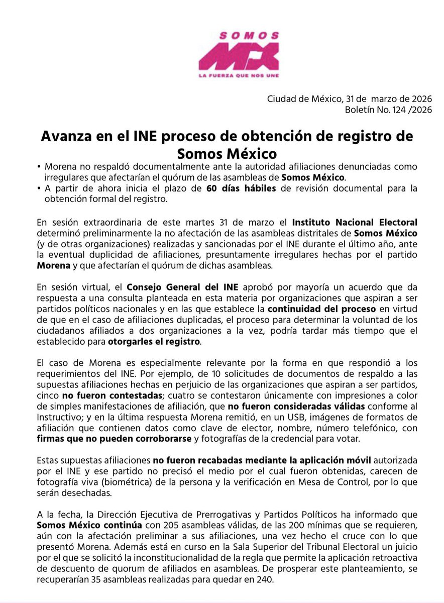 ‼️SOMOS UNA REALIDAD‼️

Avanza <a href="/SomosMxMexico/">SomosMxMexico</a> en el proceso de obtención de registro como Partido Político Nacional 🇲🇽🗳️✅