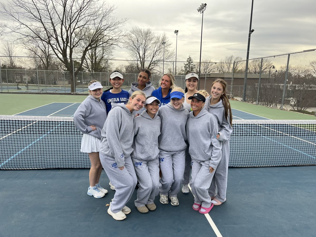 EastSpartans's tweet photo. East Girls Tennis 🧹 Today! Spartans 14 Grand Island 0 
🤍💙🤍💙👏🎉 Way to go! 
Game Ball: Lily Abele! 🙌 Great job Sparts!! Next up, Omaha Marian Wed. April 8 4:00 at Woods! Come support! https://t.co/zELSFpa11p