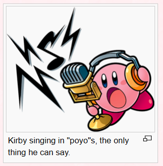 DepthsOfWiKirby's tweet photo. Kirby singing in "poyo"s, the only thing he can say. https://t.co/9udc28JQIx