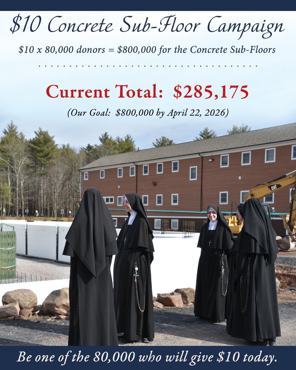 DOM_Press's tweet photo. The Sisters’ $10 Concrete Sub-Floor Campaign

Ways To Donate - https://t.co/fY2JPBsBZr 
 
 #DaughtersofMaryPress #DaughtersofMary #ReligiousSisters #CatholicCharities2026 #CatholicCauses2026 #Catholic #TraditionalCatholic https://t.co/DKoeN3P25I