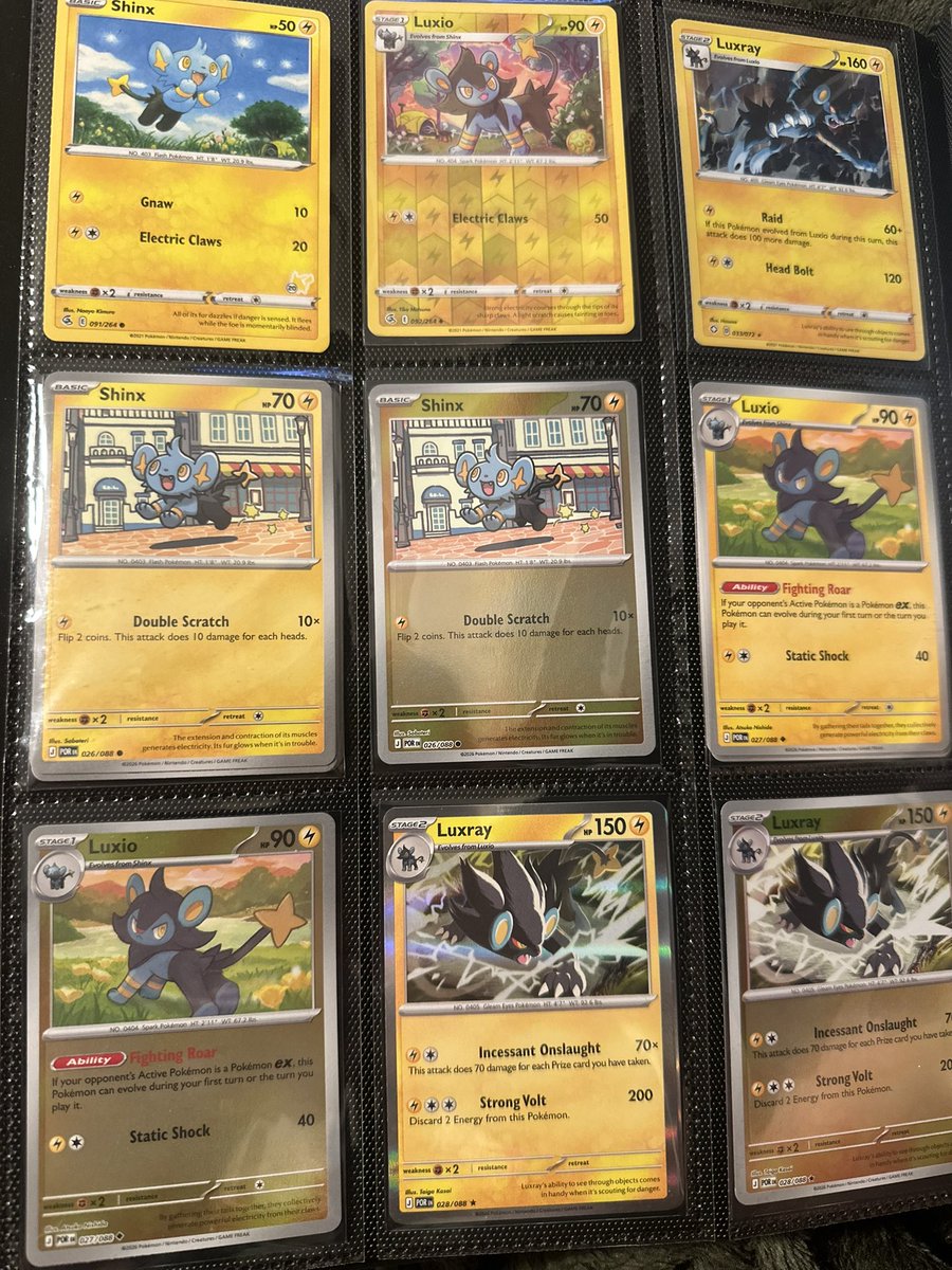 my shinx evol line binder page (so far) !! ⚡️