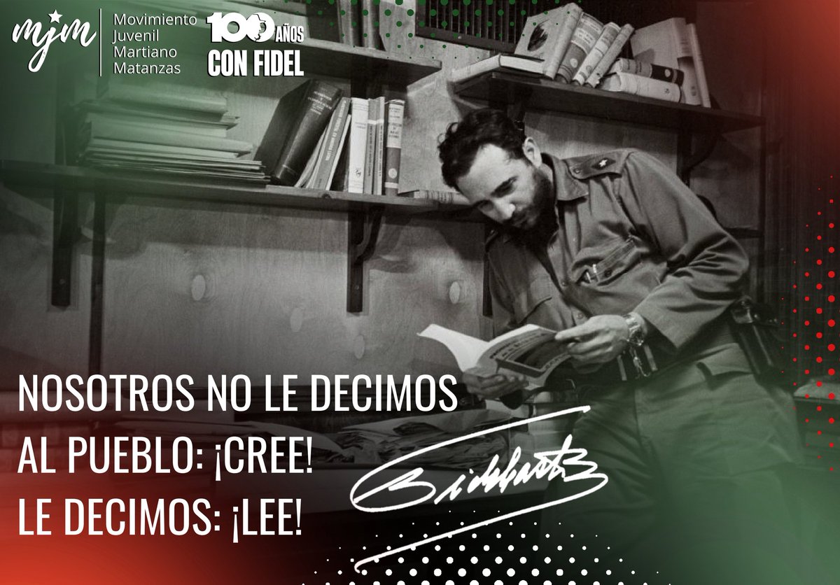 🇨🇺📖❤️| ¡Día del Libro Cubano!

✏️ Desde el #MJMMatanzas celebramos la esencia de nuestra cultura. Porque como nos enseñó el Apóstol José Martí, “Leer es crecer”.

#DeMartíAFidel #MJMCuba #EnJulioComoEnEnero #100AñosConFidel