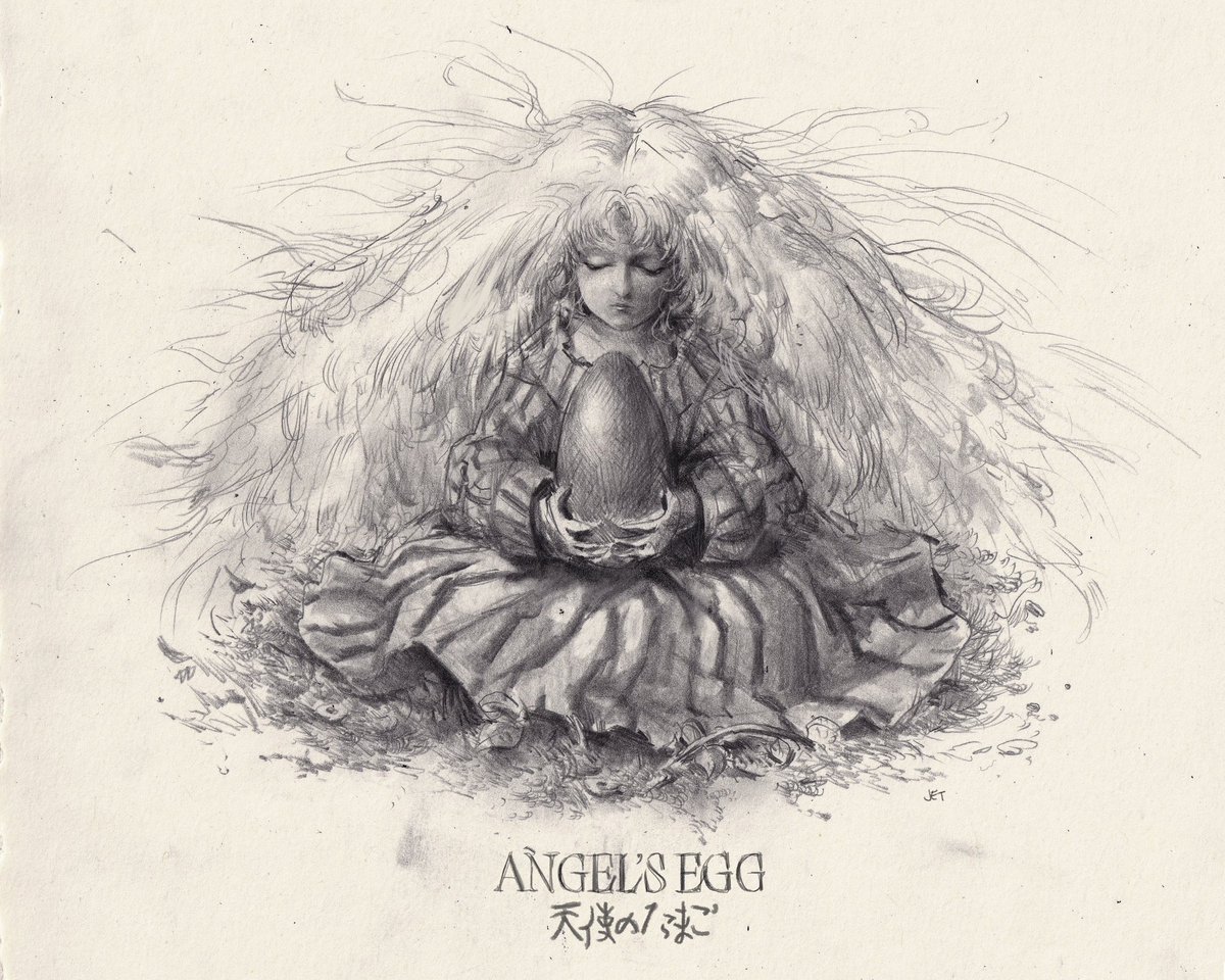 jesserintaylor1's tweet photo. My tribute sketch to Angel’s Egg
I remember watching Angel’s Egg for the first time and thinking about how beautiful the film was, I couldn’t resist drawing the girl and her egg 
Graphite on paper 
#angelsegg https://t.co/qvG336rxa2
