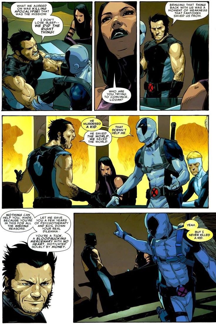 Deadpool becoming nothing buy Edgy Jokes and Dick Humor has ruined some of (while only a few) morals Deadpool has. Children are the one thing he would never hurt. It's not even funny this is just out of taste and disrespectful.