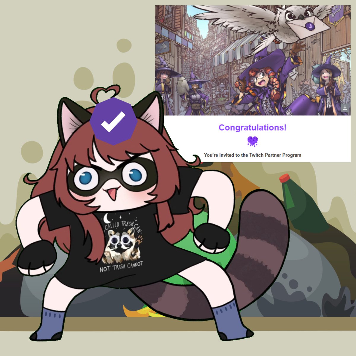 Got some news mid-stream today...

WE HIT TWITCH PARTNER!!! 😭💜🦝