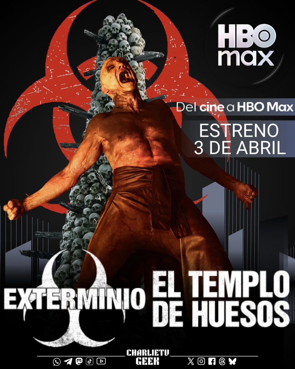 #BreakingNews 

#DelCineAHBOMax:
#ExterminioElTemploDeHuesos llega el viernes 3 de abril a #HBOMaxLA.

#28YearsLaterTheBoneTemple