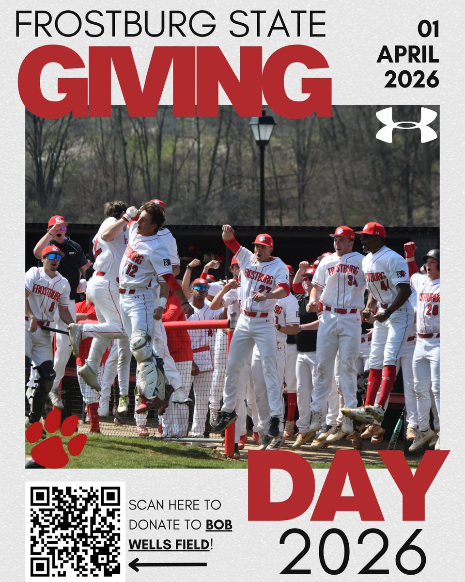 Frostburg_BB's tweet photo. ATTENTION BOBCATS 

Tomorrow is GIVING DAY!! Please consider donating! All funds will go towards installing turf at Bob Wells Field, which will benefit current and future Bobcats!! Scan the QR code to go directly to Frostburg's website, where you can make a donation!! https://t.co/XC16cCajux