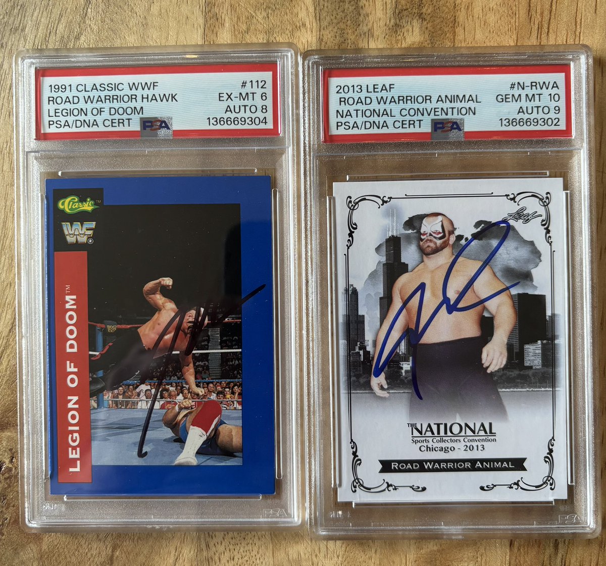 Signed Road Warriors! My favorite team growing up! Hearing Iron Man and seeing them run in and destroy some jobbers was incredible to watch!