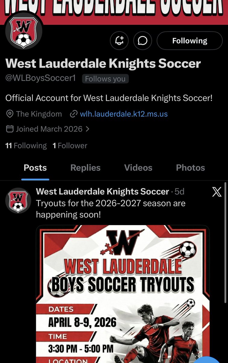 WLKnightsSoccer's tweet photo. The WL boys soccer team has a new team account! Give them a follow! @WLBoysSoccer1 https://t.co/4faJM64fzP