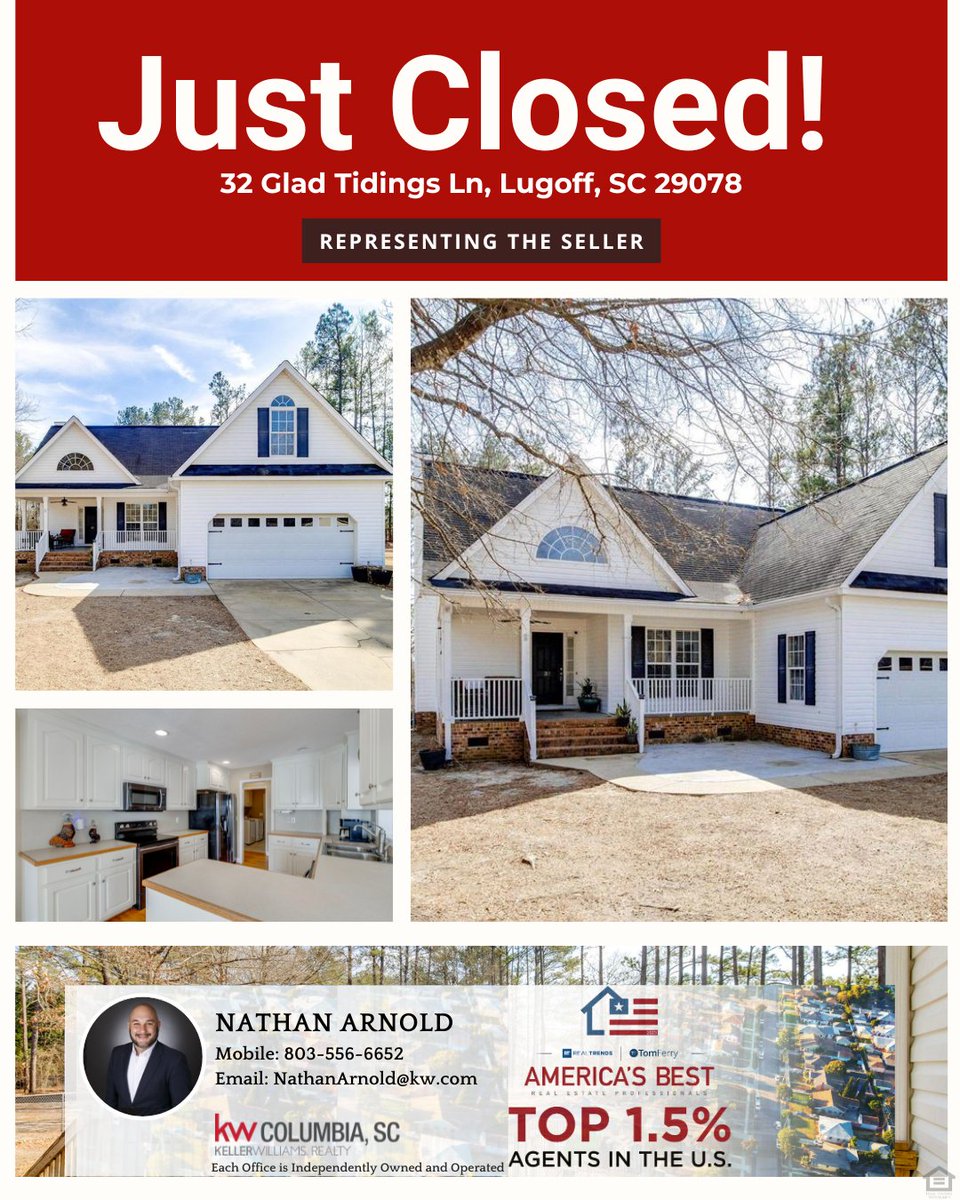 newhomenate's tweet photo. JUST CLOSED! 🏡✨ Congratulations to my seller on the successful closing of this home in Lugoff, SC! This charming home made a strong impression. I'm grateful to have been part of the journey. Thinking about selling your home? Let’s connect and make it happen. 🔑 https://t.co/Pr6laGneAM