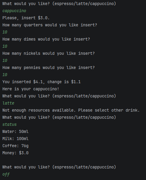 BogdanioAVT's tweet photo. 15th day of #100DaysOfCode with Python. Last day of the beginner course. The last task was to create a coffee machine. Next Level tomorrow! https://t.co/vO1XhF2zXA https://t.co/6YfpDT0loZ