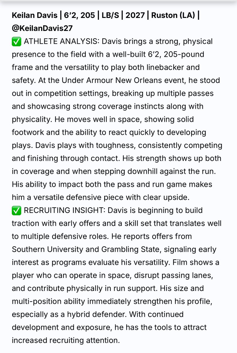 KeilanDavis27's tweet photo. Thankful for the write up @sixstarfootball https://t.co/NIPCyCN8QJ