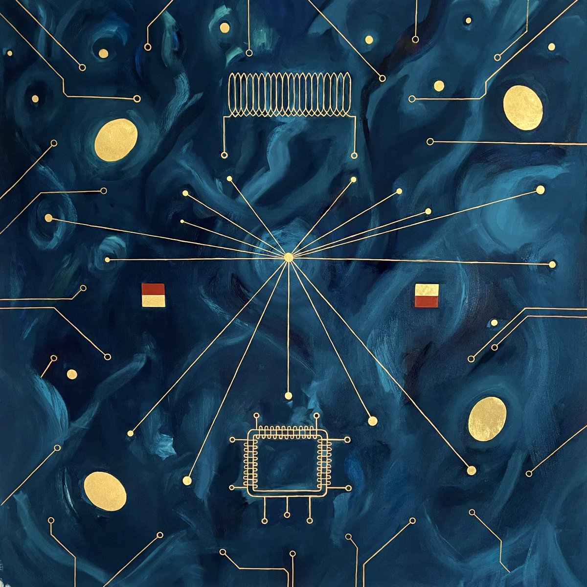 natacha_ivaldi's tweet photo. My « Fréquences » series: circuits &amp; cosmic energy.

Star frequency (2026) + 2 companions. ✨

https://t.co/9ud7rNuHUB

#CircuitArt #ArtMeetsScience https://t.co/TsfT9J4loQ