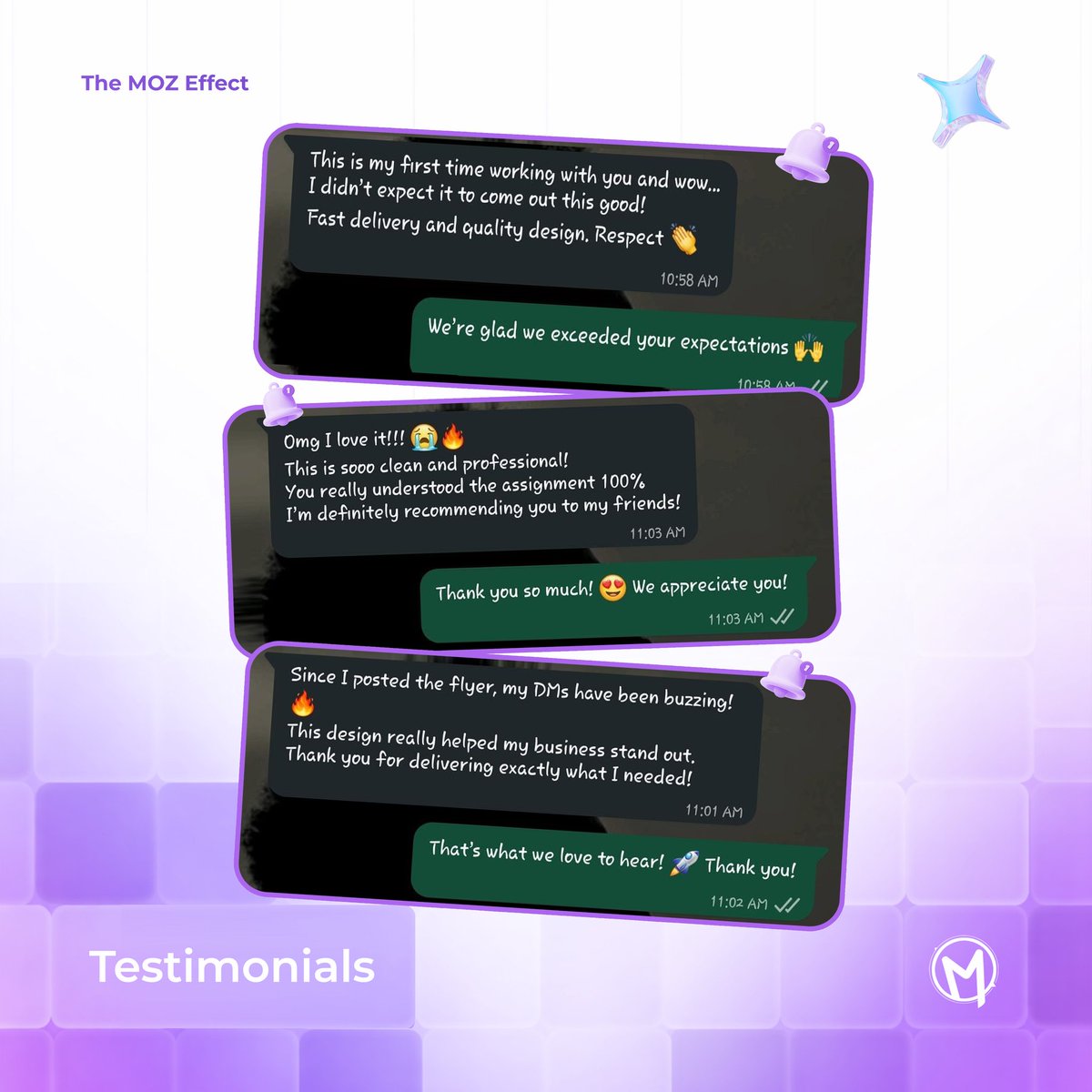 Morphene_'s tweet image. From first impressions to repeat clients — this is what we call The MOZ Effect.
Clean designs. Fast delivery. Real impact 🚀

#graphicdesign #clienttestimonia #creativebrand #visualidentity #branddesign