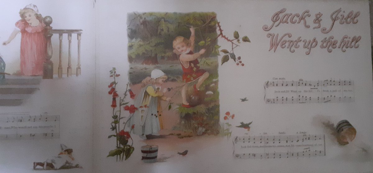 RealPreCinema's tweet image. Sourced through AbeBooks and directed there with thanks from Jo at Vintage Pop Up Books vintagepopupbooks.com, are the first four panels of Dean and Son’s Musical Nursery Rhymes Panorama Series. 

This child’s floor Panorama was 9.8 feet long when unfolded. 

Each panel was