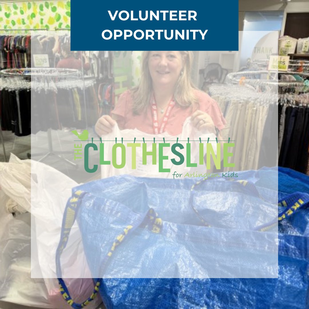 volarlington's tweet image. You can help the Clothesline for Arlington Kids provide free clothing to school-age children by #volunteering as a Shopping Assistant! Assist customers as they browse, help pack items at checkout, &amp;amp; make a family’s shopping experience smooth and welcoming. connect.volunteerarlington.org/need/detail/?n…