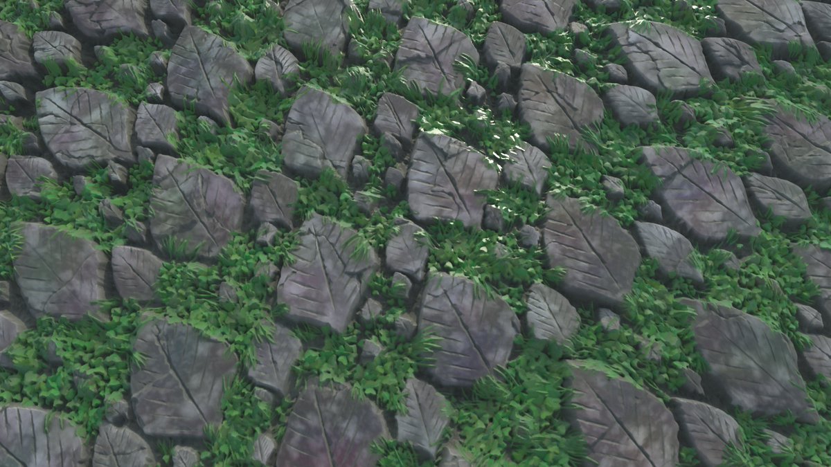 KayVriend's tweet photo. Playing around in @Substance3D Designer, inspired by Ghibli and stone pavers shaped like leaves. Such WIP, Many fun. https://t.co/TKBJw49rsn