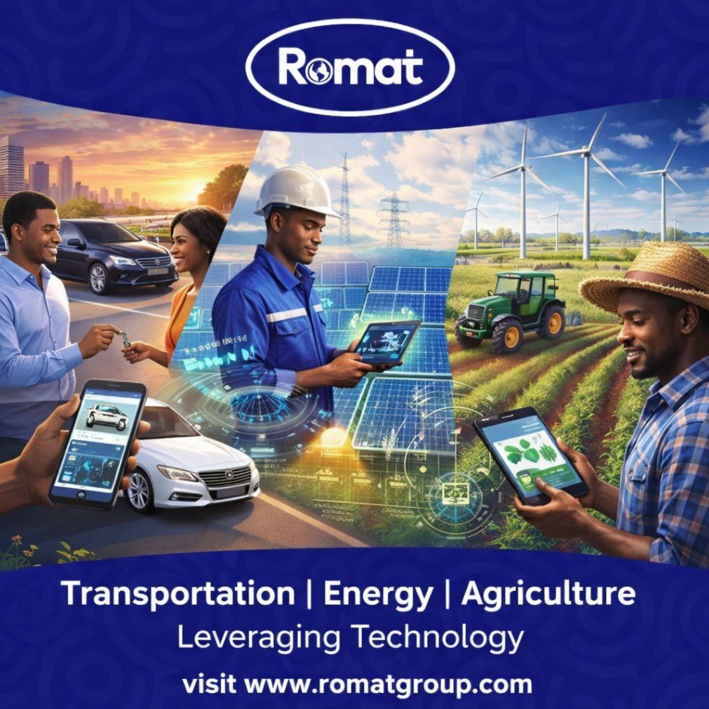 RomatGroup's tweet photo. Romat Group, through our subsidiaries, has demonstrated what is possible in providing transportation, energy and agriculture solutions leveraging technology. 

Our story circles  the power of creativity and innovations to fix essential problems https://t.co/EhDMh8LOrw