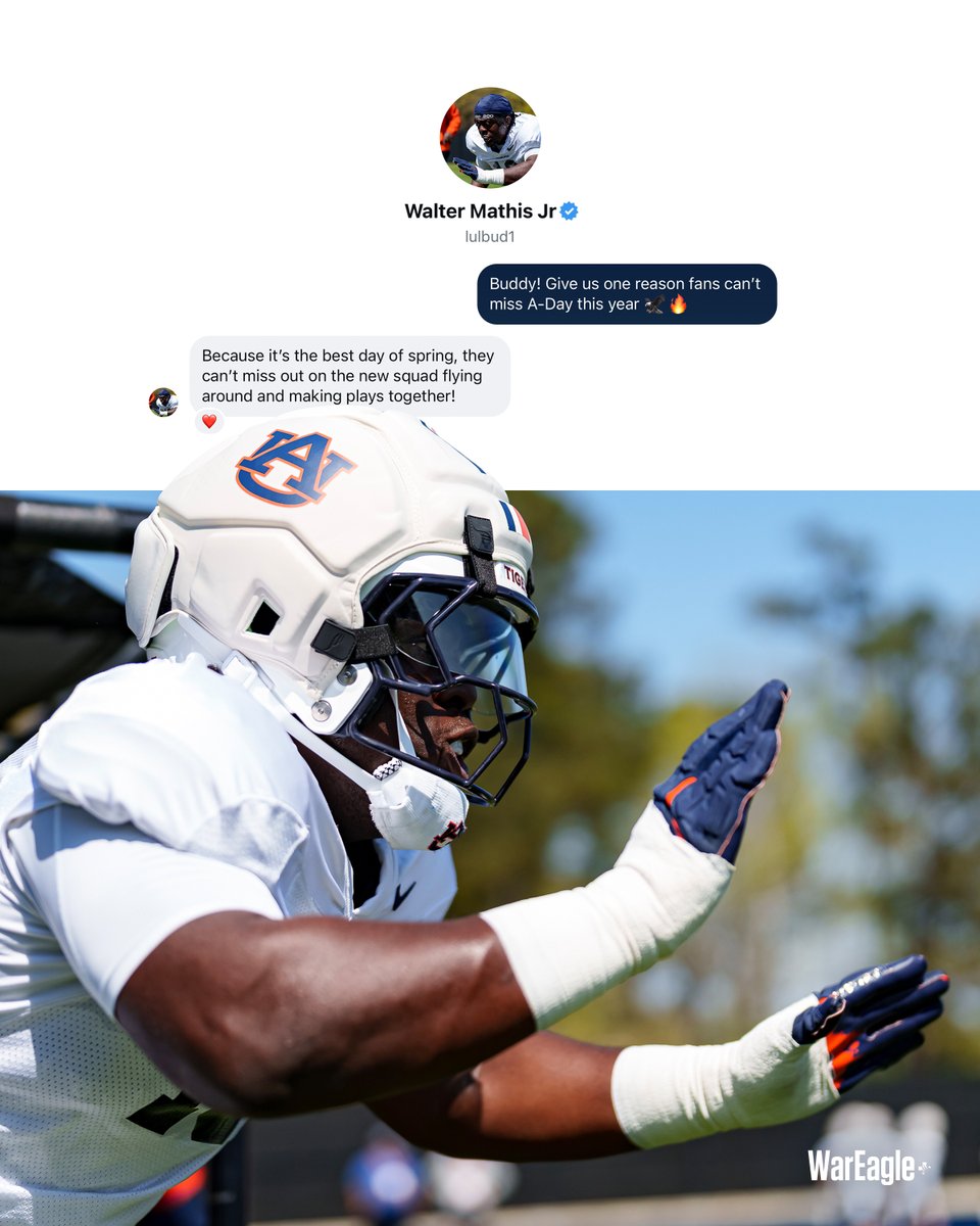 AuburnFootball's tweet photo. Get your popcorn ready 👀🍿

🗓️ April 18
⏰ 2:00 PM CT
🎟️ FREE ADMISSION https://t.co/B3oQ4tqKir