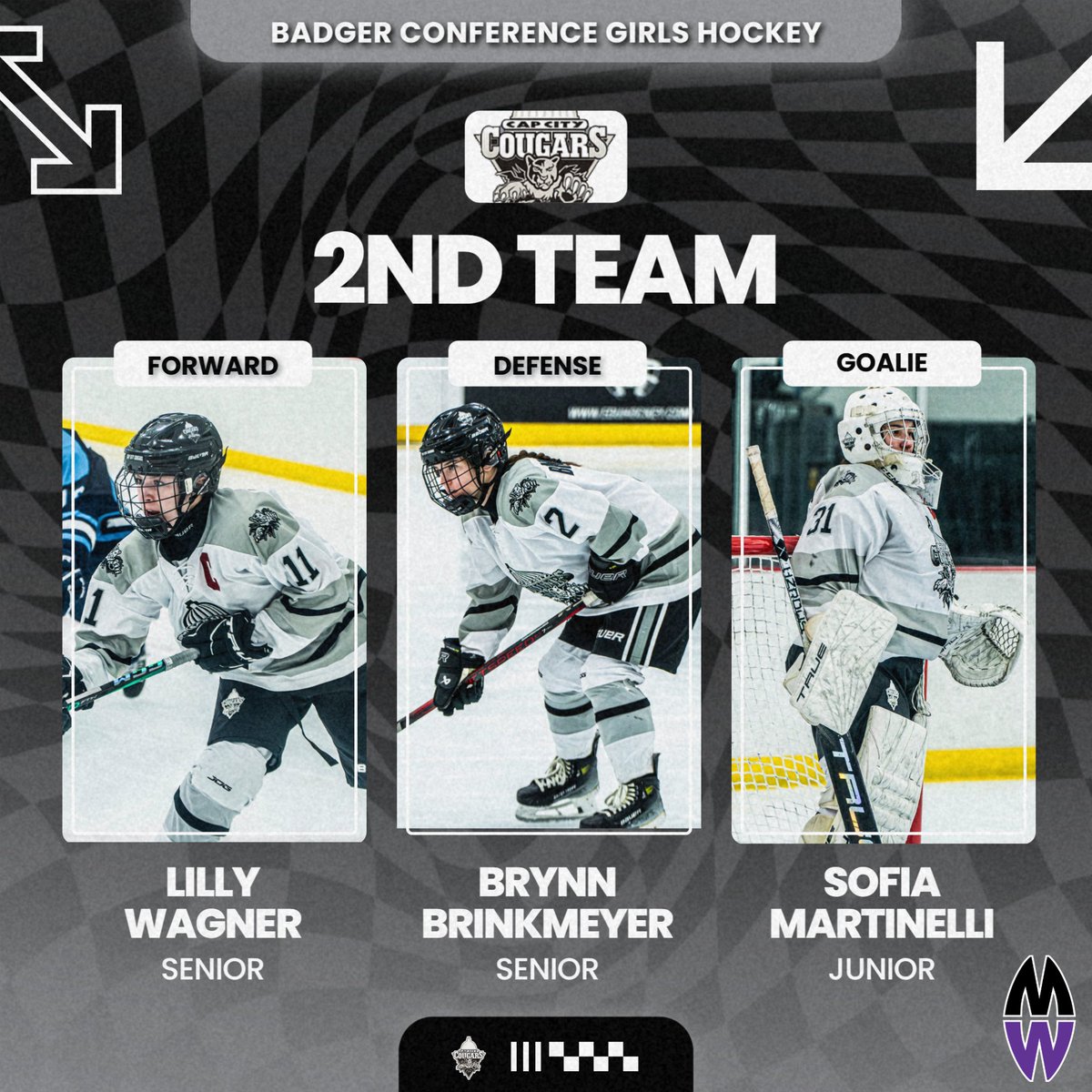 Congratulations to Lilly Wagner, Brynn Brinkmeyer, &amp; Sofia Martinelli on being named 2nd-team all-conference!