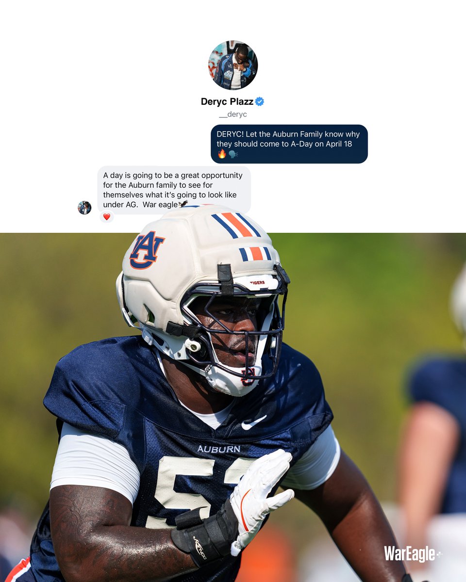 AuburnFootball's tweet photo. Get your popcorn ready 👀🍿

🗓️ April 18
⏰ 2:00 PM CT
🎟️ FREE ADMISSION https://t.co/B3oQ4tqKir